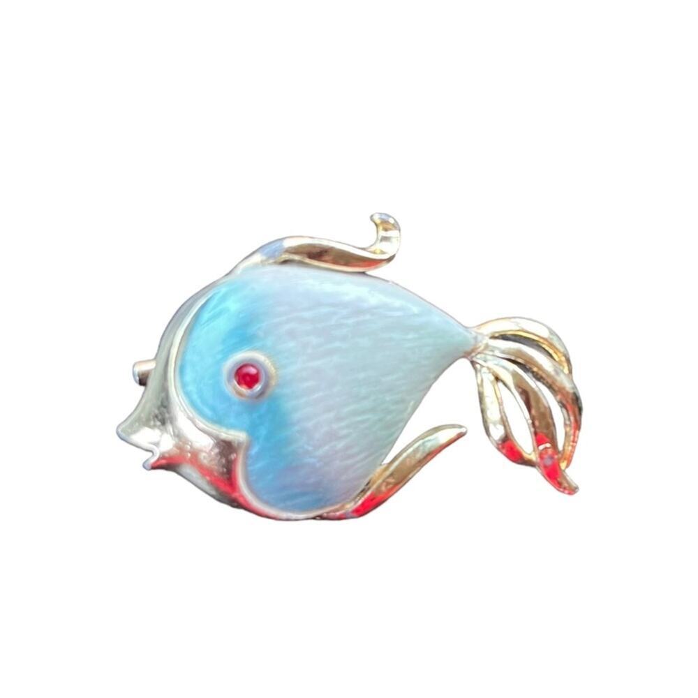 Vintage enamel tropic fish pin brooch